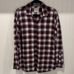 Abercrombie & Fitch Burgundy and White Plaid Shirt